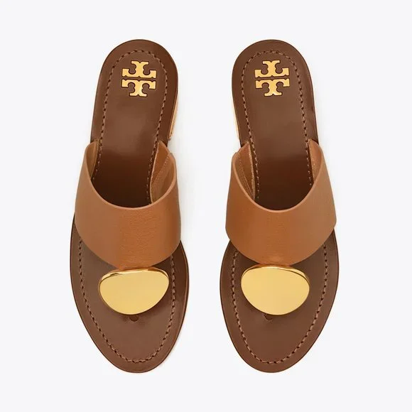 Tory Burch PATOS DISK 45MM SANDAL Mou Brown Gold STUNNING AND COMFORTABLE! - Picture 4 of 10